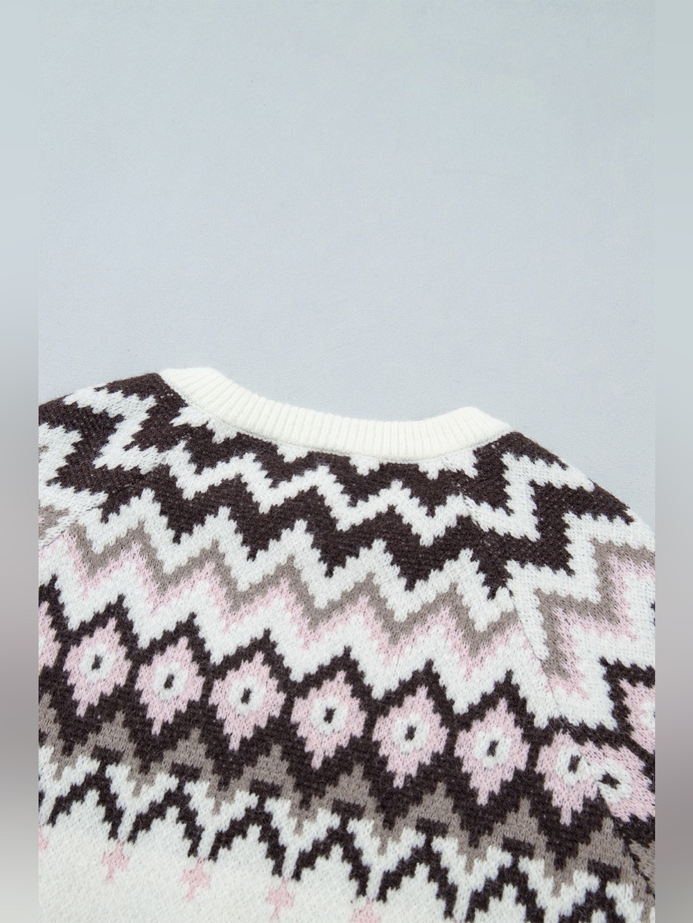 Geometric Pattern Brushed Knit Button Cardigan - Picture 10 of 14